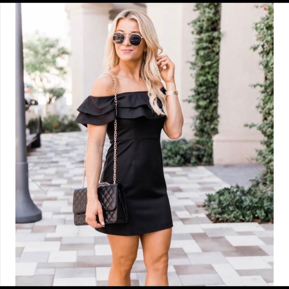 Pink lily Black off the shoulder dress
